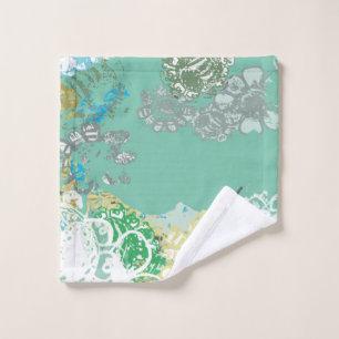 Abstract Floral Teal Bath Towel Set