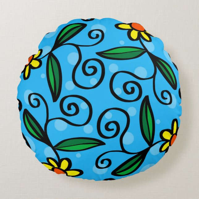 Abstract Floral Throw Pillow (Front)