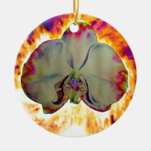 Abstract floral tropical orchid painting ceramic tree decoration