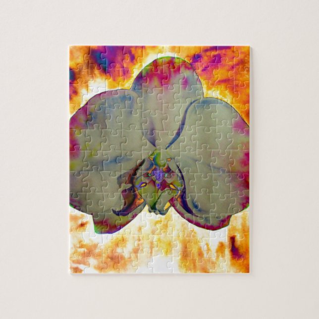 Abstract floral tropical orchid painting jigsaw puzzle (Vertical)