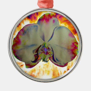 Abstract floral tropical orchid painting metal ornament