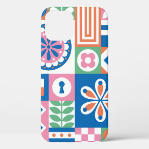Abstract floral vintage pattern. Scandinavian and iPhone 12 Case