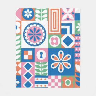 Abstract floral vintage pattern. Scandinavian and Fleece Blanket