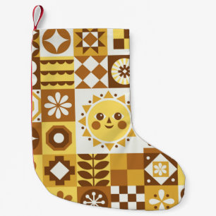 Abstract floral. Vintage Scandinavian and folk des Small Christmas Stocking