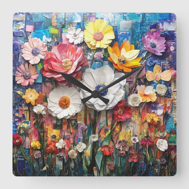 Abstract Floral Wall Clock (Front)