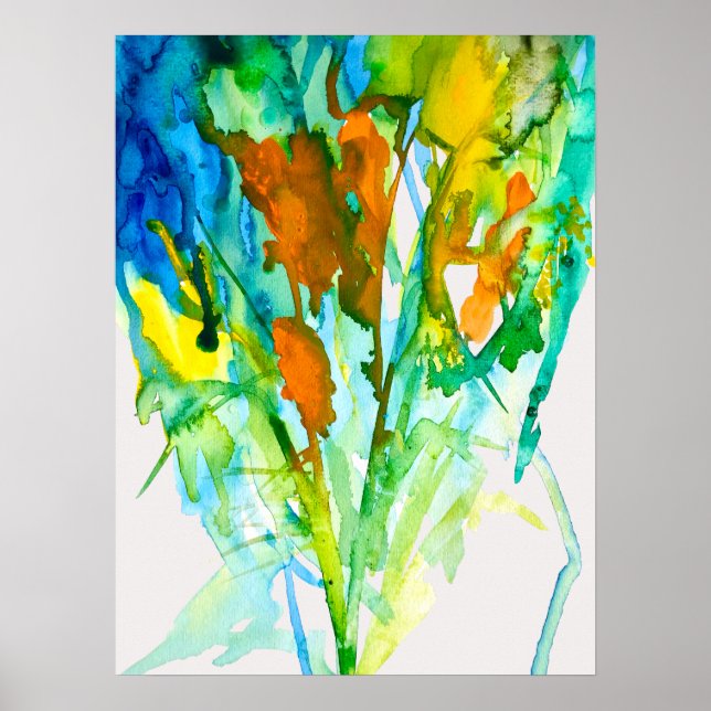 Abstract floral watercolor art poster (Front)