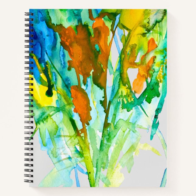 Abstract floral watercolor flowers notebook (Front)