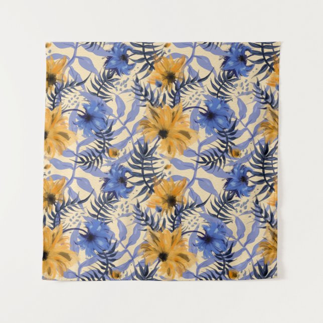 Abstract Floral: Watercolor Modern Pattern Tapestry (Front)