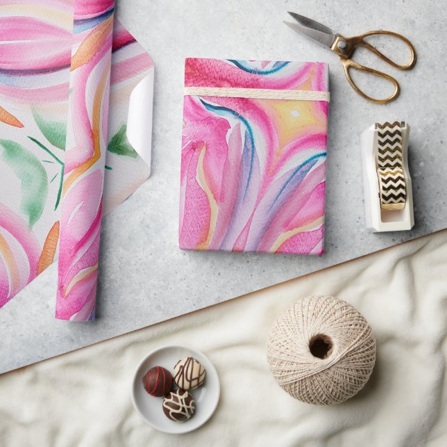 Abstract Floral Watercolor Painting Wrapping Paper (Crafts)