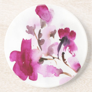 Abstract floral watercolor paintings 4 coaster
