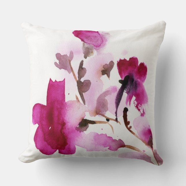 Abstract floral watercolor paintings 4 cushion (Front)