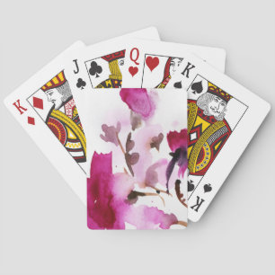 Abstract floral watercolor paintings 4 playing cards