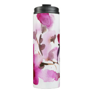 Abstract floral watercolor paintings 4 thermal tumbler