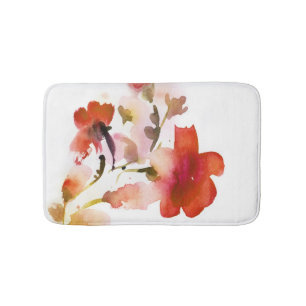Abstract floral watercolor paintings bath mat