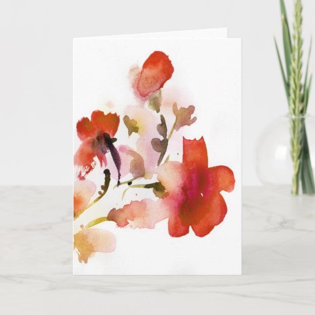 Abstract floral watercolor paintings card (Front)