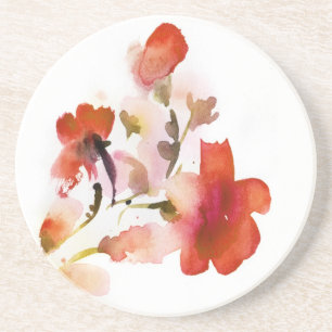Abstract floral watercolor paintings coaster