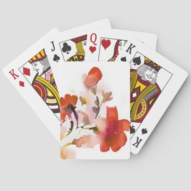 Abstract floral watercolor paintings playing cards (Back)