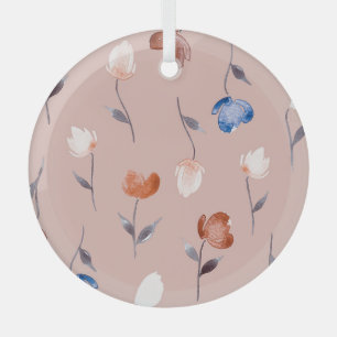 Abstract Floral Watercolor: Pastel Seamless. Glass Tree Decoration