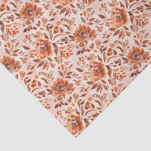 Abstract Floral Watercolor Pattern Autumn Colors Tissue Paper