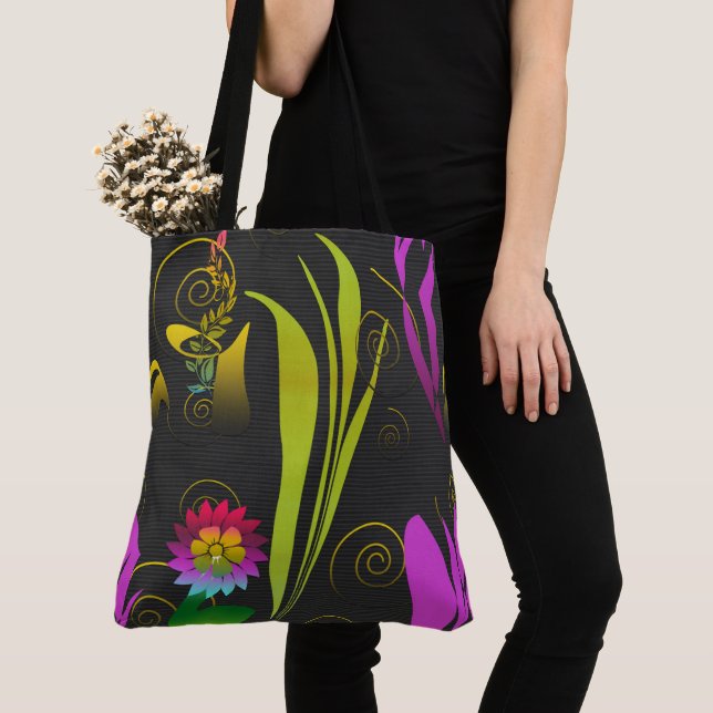 Abstract Floral with Spirals 1 Tote Bag (Close Up)