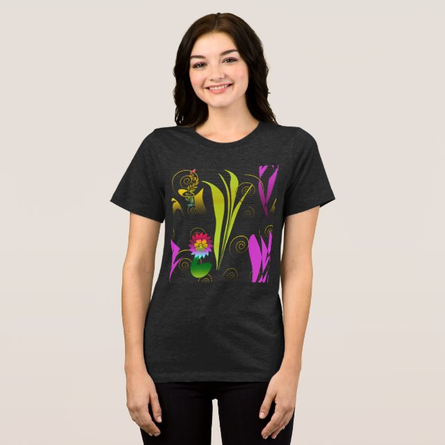 Abstract Floral with Spirals 1 Tri-Blend Shirt (Front Full)