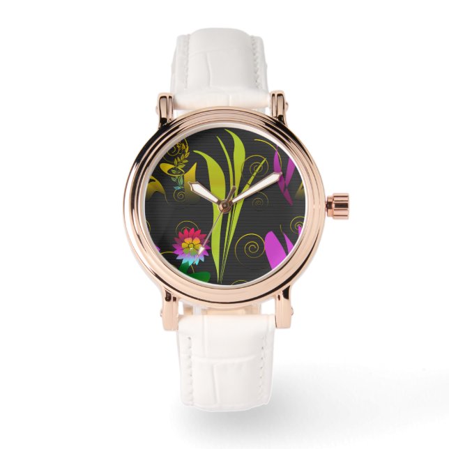 Abstract Floral with Spirals 1 Watch (Front)