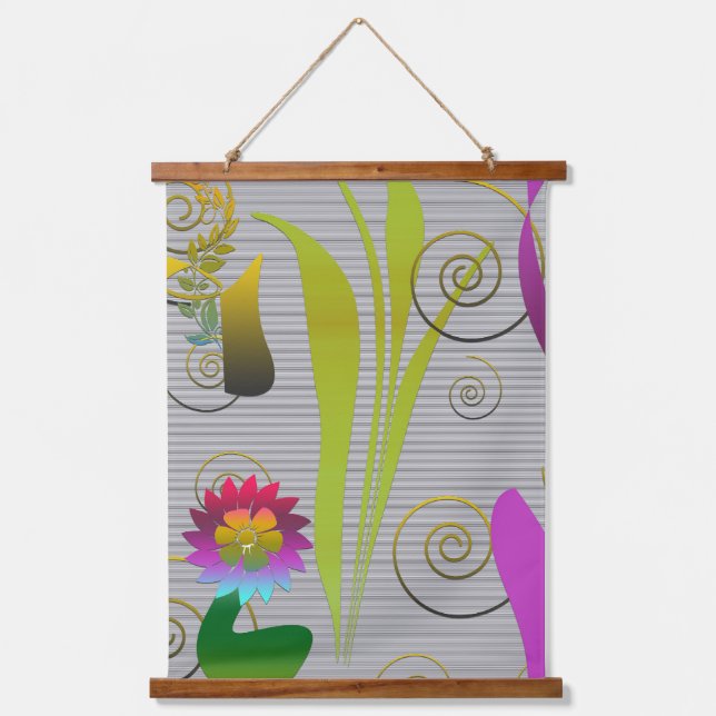 Abstract Floral with Spirals 2 Hanging Tapestry (Front)