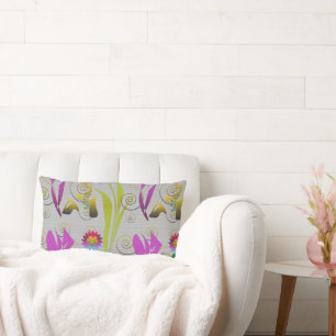 Abstract Floral with Spirals 2 Lumbar Cushion