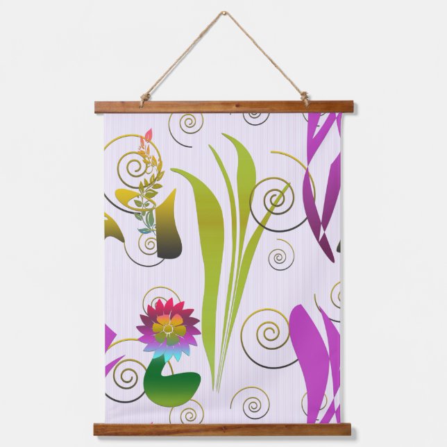 Abstract Floral with Spirals 6 Hanging Tapestry (Front)