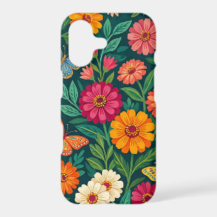 Abstract Floral Zinnias Butterflies iPhone Cases