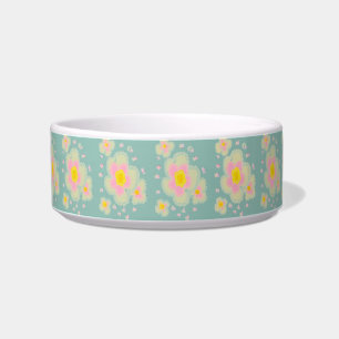 Abstract Florals (pink/aqua green) Bowl
