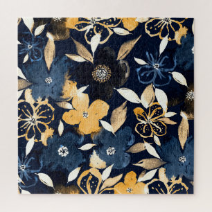 Abstract Florals: Watercolor Repeating Pattern Jigsaw Puzzle