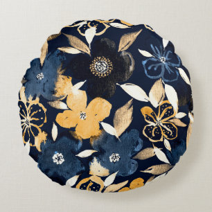 Abstract Florals: Watercolor Repeating Pattern Round Cushion