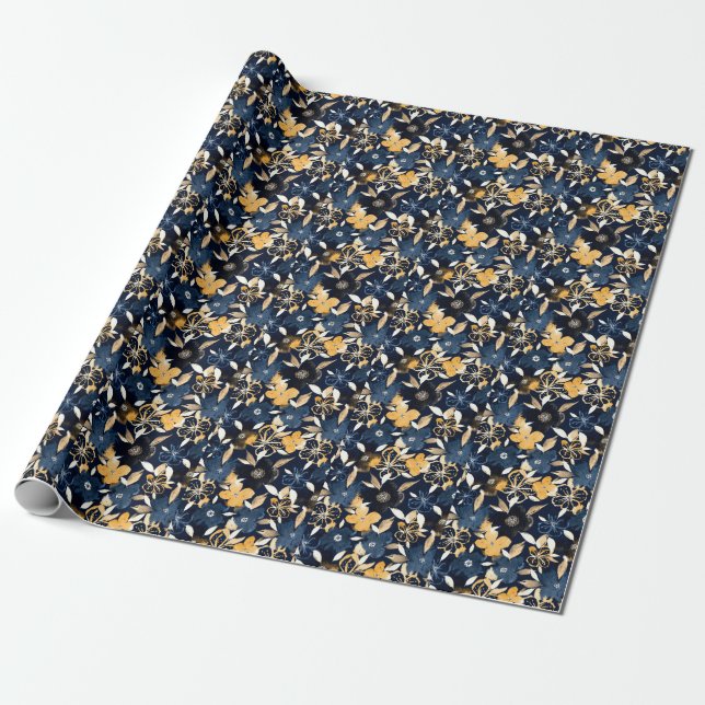 Abstract Florals: Watercolor Repeating Pattern Wrapping Paper (Unrolled)