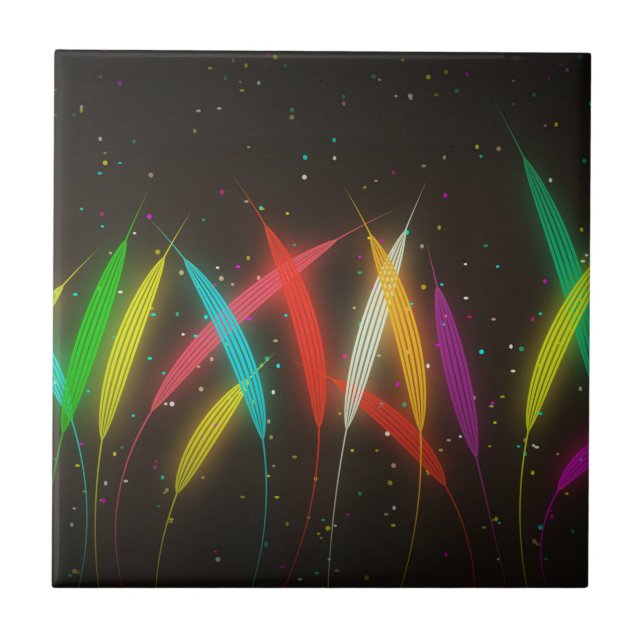 Abstract florescent leaves ceramic tile (Front)