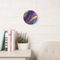 Abstract-Flow Art-Blue Pink Purple and Gold-