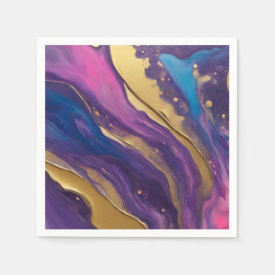 Abstract Flow Art- Blue Purple Pink and Gold- Napkin