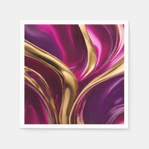 Abstract Flow Art- Fuchsia Purple and Gold- Napkin
