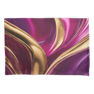 Abstract Flow Art-Fuchsia Purple and Gold- Pillowcase