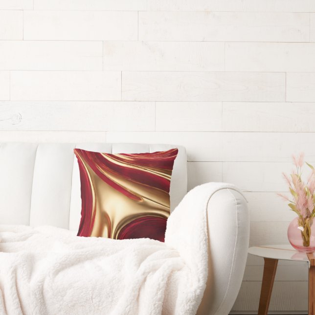 Abstract-Flow Art-Red and Gold-Christmas Home- Cushion (Couch)