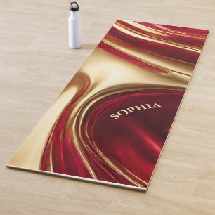 Abstract-Flow Art-Red and Gold- Yoga Mat