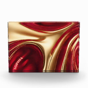 Abstract Flow Art- Ruby Red and Gold- Photo Block