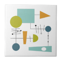 Abstract Flow Chart Geometric Mid Century