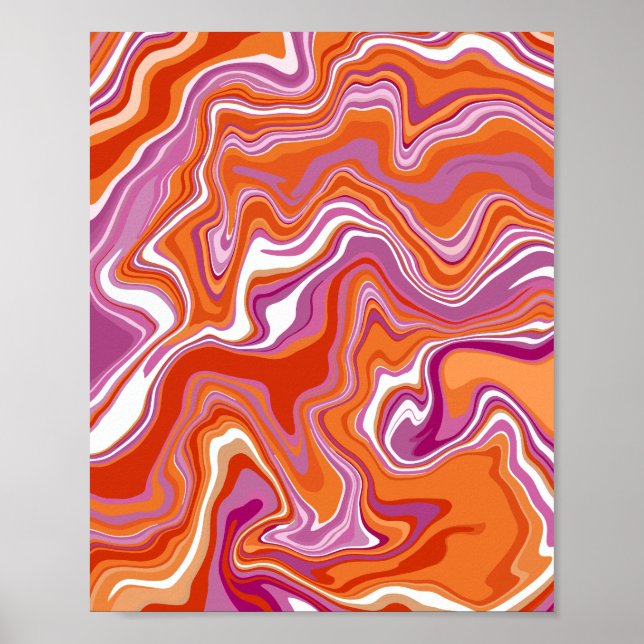 Abstract Flow of Orange and Purple Hues Poster (Front)