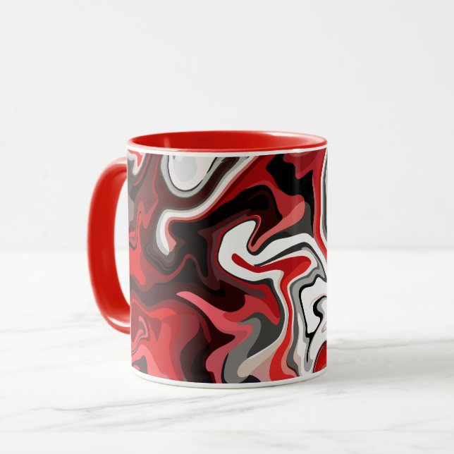 Abstract Flow of Red, black, white & Grey Tones Mug (Front Left)