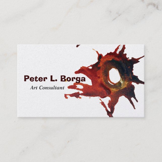 Abstract Flow Watercolor Blob Brushstroke Gallery Business Card (Front)