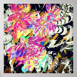 Abstract flower and animal print