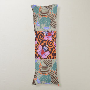 Abstract Flower and Leaf Pattern Art Nouveau Body Cushion