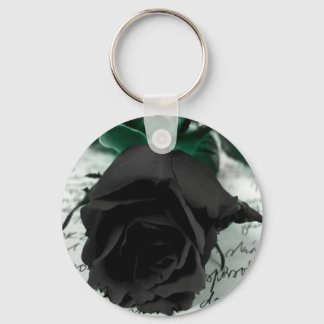 Abstract Flower Black Rose Letter Key Ring