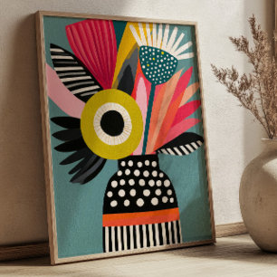Abstract Flower Bouquet Vase Colourful Floral Art Poster